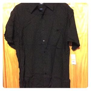 Black dotted button down with pocket